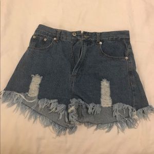 High waisted jean shorts